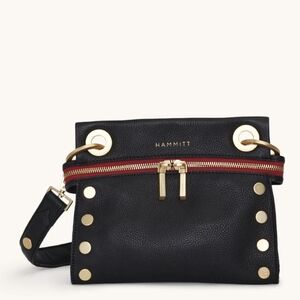 Hammitt Tony Signature Small Black/Brushed Gold Red Zipper